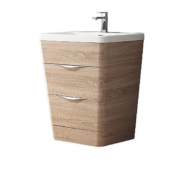 Fresca Milano 26 in. Vanity in White Oak with Acrylic Vanity Top in White