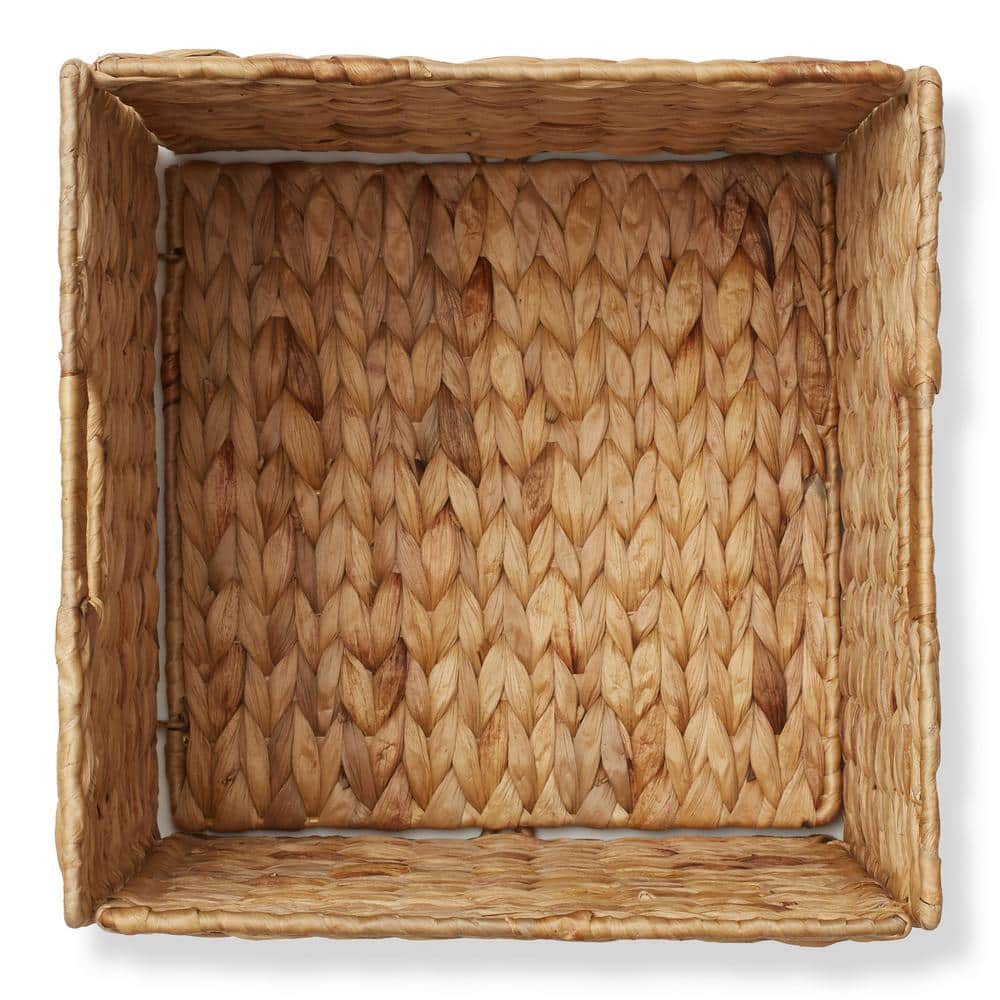 Natural Handwoven Water Hyacinth Square Storage Baskets, Set of 6