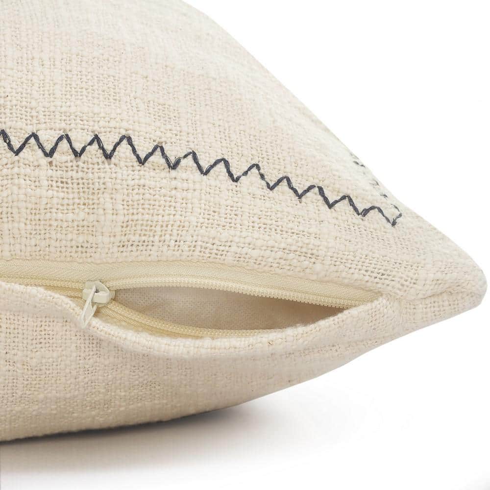 20" Square Off-White Embroidered Damask Medallion Throw Pillow Set