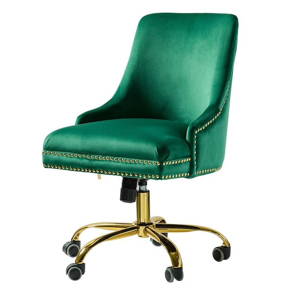 JAYDEN CREATION Bella Grenn Nailhead Swivel Task Chair