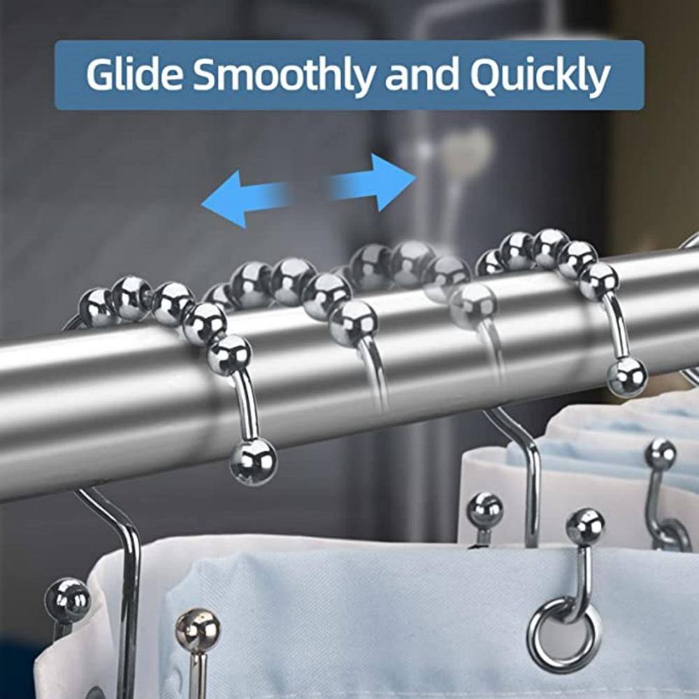 Chrome Double Glide Rust-Resistant Shower Curtain Hooks Set
