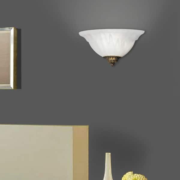 Foster 12 in. 1-Light AST Traditional Wall Sconce with Scavo Glass Shade and 3 Cap Finishes
