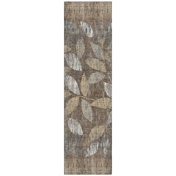 Chantille Machine Washable Indoor/Outdoor Abstract ACN3162 Chocolate 2 ft. x 7 ft. Runner Rug