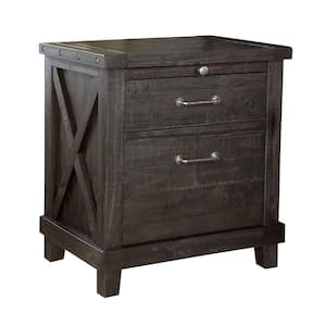 26 in. Gray 2-Drawer Wooden Nightstand