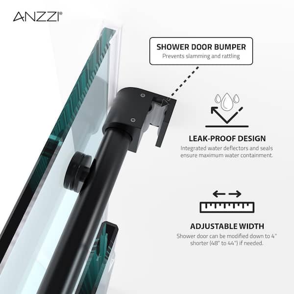 ANZZI Ozean 56 to 60 in. W x 76 in. H Frameless Sliding Shower