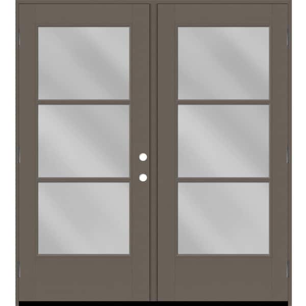 Steves & Sons Legacy 72 in. x 80 in. Icon 3L Modern Clear Glass Kindling RHOS Painted Fiberglass Retro Patio Door w/4"Jamb