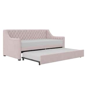Monarch Hill Ambrosia Pink Velvet Upholstered Twin Daybed and Trundle