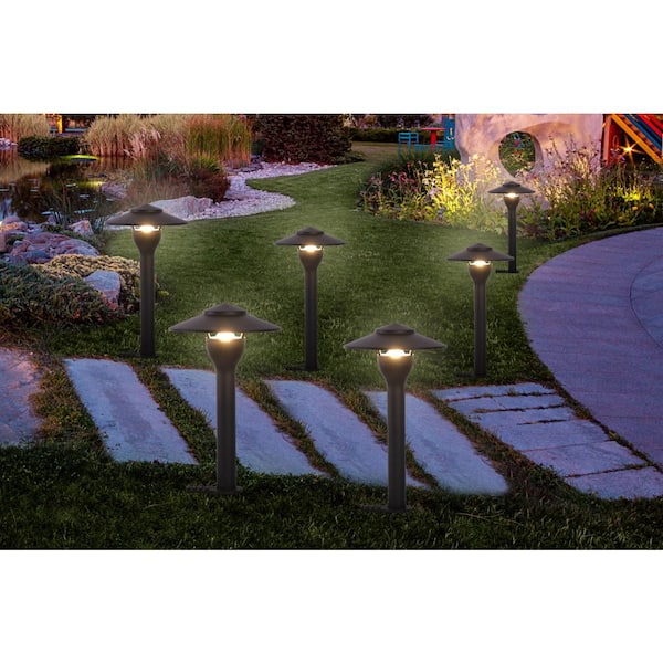 Hampton Bay Black Outdoor LED Landscape Path Light Set With Transformer 12-Pack 
