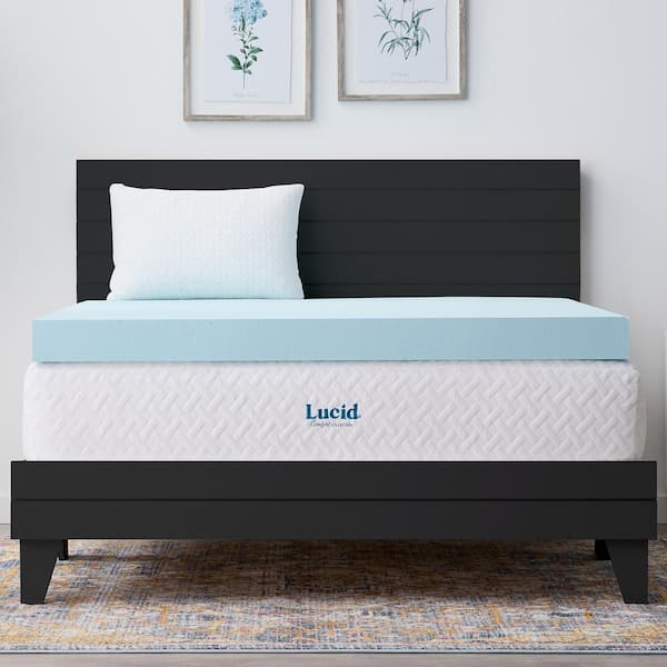 Lucid Comfort Collection 4 in. Gel and Aloe Infused Memory Foam Topper - King