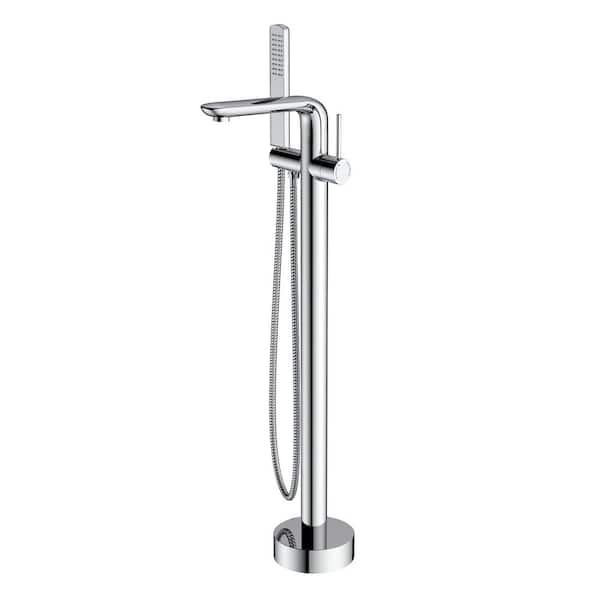 INSTER Mint Single-Handle Floor Mount Freestanding Tub Faucet with Handheld Shower in Chrome