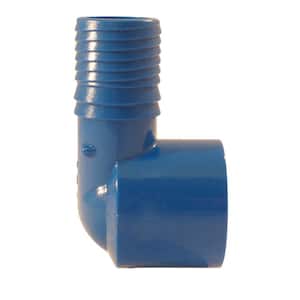 1 in. Barb Insert Blue Twister Polypropylene 90-Degree x FPT Elbow Fitting