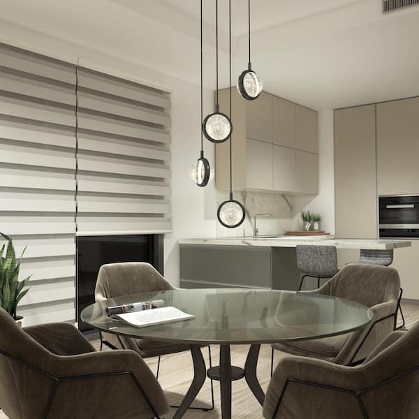 Avalon 22-Watt 4 Light Black Modern 3 CCT Integrated LED Pendant Light Fixture for Dining Room or Kitchen