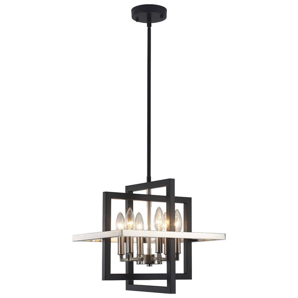 6-Light Black and Nickel Industrial Chandelier, Adjustable Height Rectangle Chandeliers for Entryway price history on PriceWatchPro