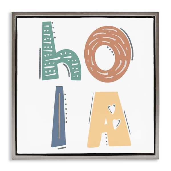 Stupell Industries Hello Playful Typography by SD Graphics Studio Gray Floater Frame Typography Graphic Art Print 18 in. x 18 in.