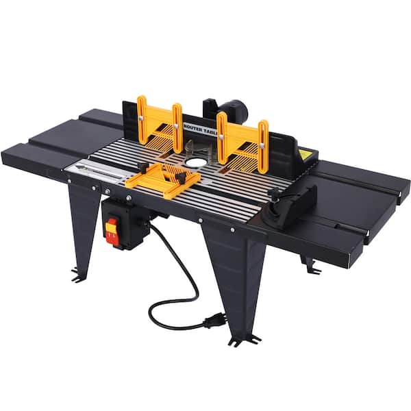 Kahomvis 34 in. W x 13.5 in. D x 16 in. H Electric Benchtop Router Table Wood Working Craftsman Tool, Black