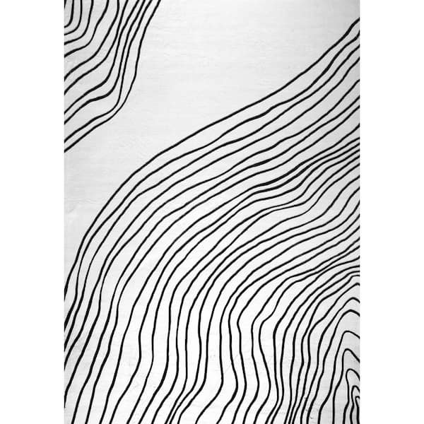 Minimalist Abstract Zebra Print White Black 7 ft. x 10 ft. Indoor Soft Area Rug