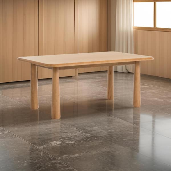 87 in. Natural Brown Wood 4 Legs Dining Table Seating 8