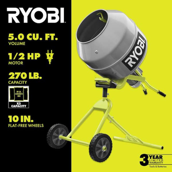 5.0 cu. ft. Portable Corded Concrete Mixer with 270 lb. Capacity