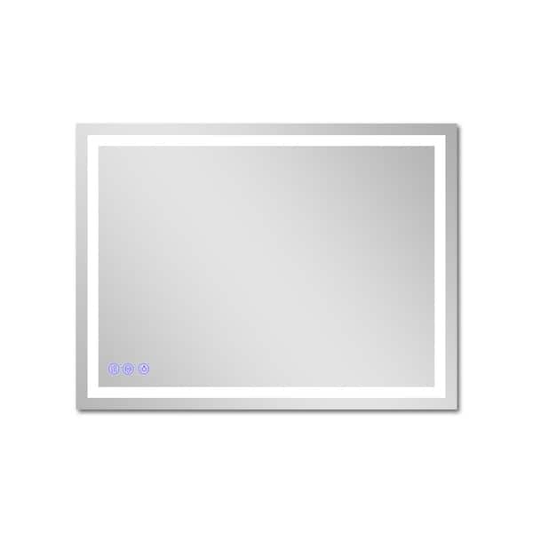 30 in. W x 40 in. H LED Light Rectangular Modern Frameless Wall Bathroom Mirror White