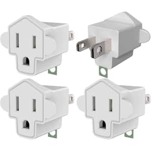 15 Amp Grounded 3-to-2 Prong Adapter with Fireproof, White (4-Pack)