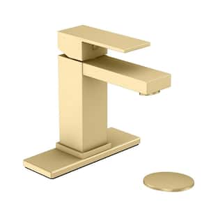 Single-Handle Single-Hole Bathroom Faucet in Matte Gold