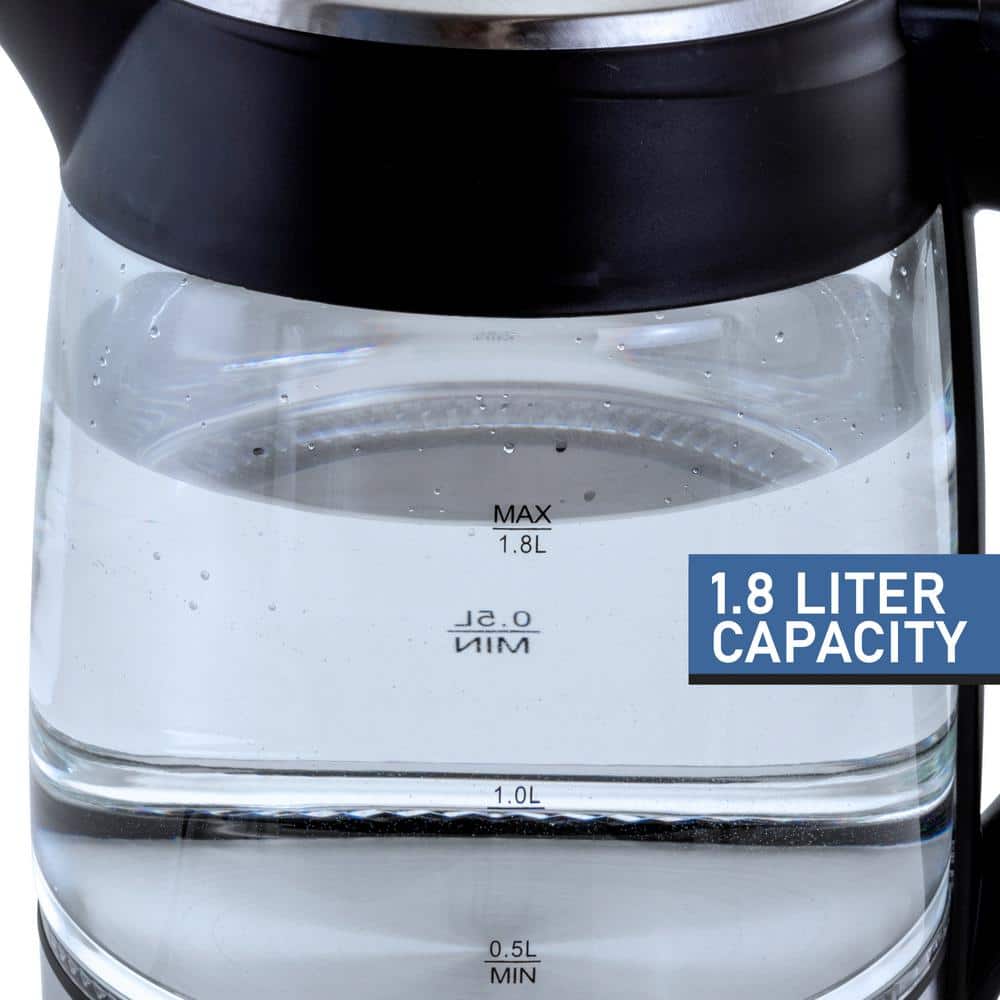 MegaChef 1.8L Glass and Stainless Steel Electric Kettle