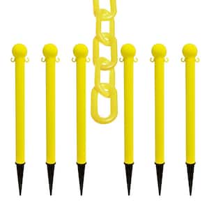 Yellow Heavy-Duty Ground Pole and Chain Kit