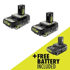 ONE+ 18V HIGH PERFORMANCE Lithium-Ion 2.0 Ah Compact Battery (2-Pack) with FREE 2.0 Ah Battery