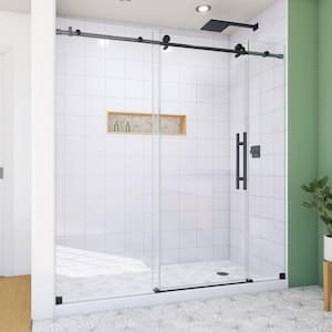 Enigma-X 68-72 in. W x 76 in. H Sliding Shower Door in Matte Black with Clear Glass