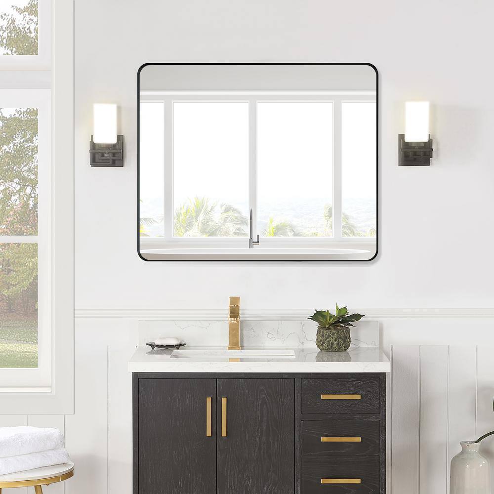 Elegante 36" Rectangular Silver Bathroom Vanity Mirror