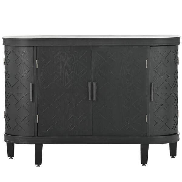 JASIWAY Black Freestanding Accent Storage Cabinet Sideboard with 2 ...