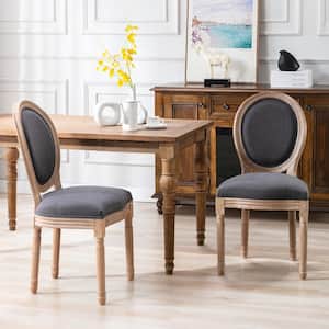 Dark Gray Upholstered Fabrice French Dining Chair with Rubber Legs, (Set of 2)