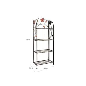 68 in. H Black Indoor Outdoor Tall Folding 4 Shelves Floral Bakers Rack