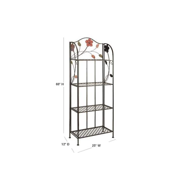 68 in. H Black Indoor Outdoor Tall Folding 4 Shelves Floral Bakers Rack