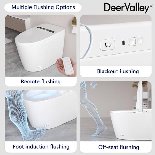 DEERVALLEY Tankless Elongated Smart Toilet Bidet with Auto Flush & Heated Seat