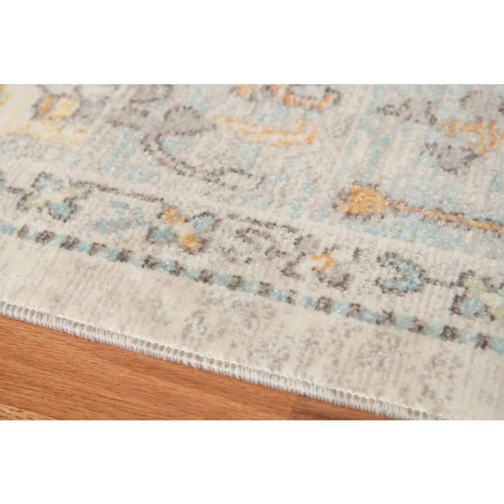 Bohemian Bordered Beige Synthetic 5' x 7' Outdoor Rug