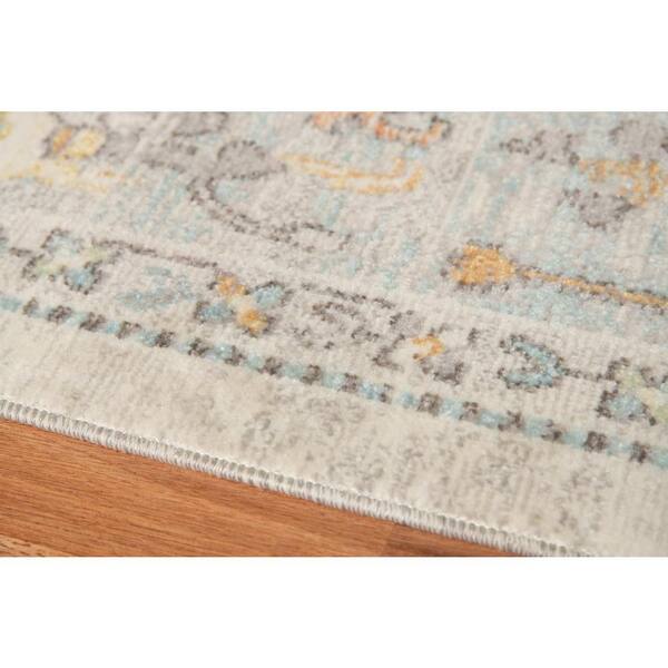 2'X3' Ivory Teal Hand Hooked Uv Treated Bordered Coastal Sea Life Indoor Outdoor Accent Rug