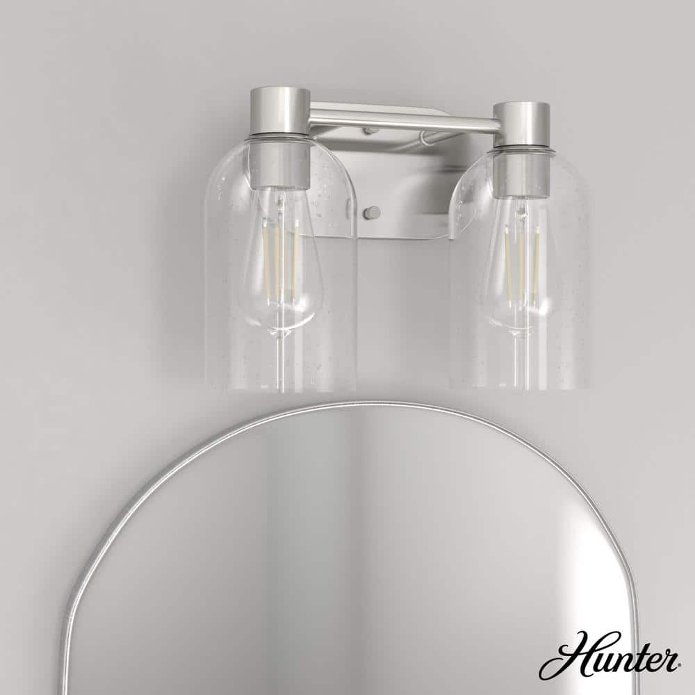 Lochemeade 12.5 in. 2 Light Brushed Nickel Vanity Light with Clear Seeded Glass Shades Bathroom Light price history on PriceWatchPro