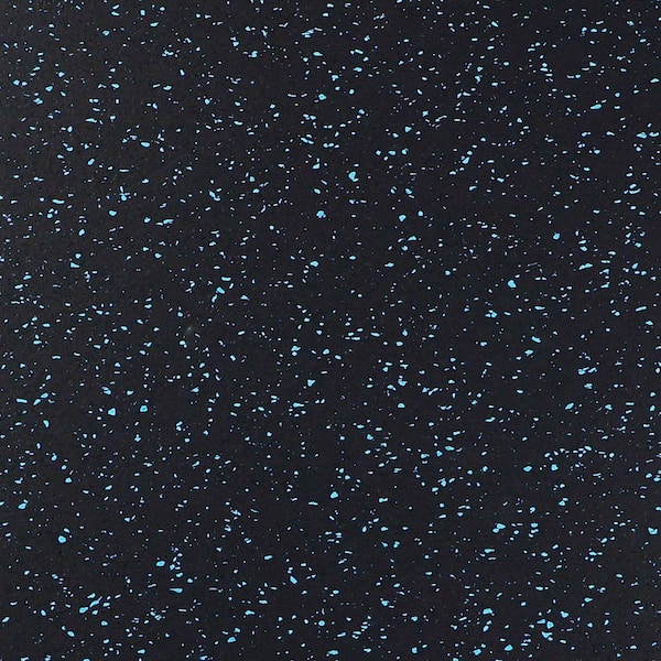 Black with Blue Flecks 24 in. W x 24 in. L x 0.24 in. Thick Gym Flooring Tiles, Rubber Tile (8 Tiles/Case)(32 sq. ft.)