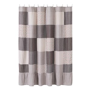 Florette 72 in Light Taupe Brown Mauve French Country Patchwork Shower Curtain