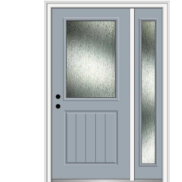 MMI Door 48 in. x 80 in. Right-Hand Inswing Rain Glass Storm Cloud Fiberglass Prehung Front Door on 4-9/16 in. Frame