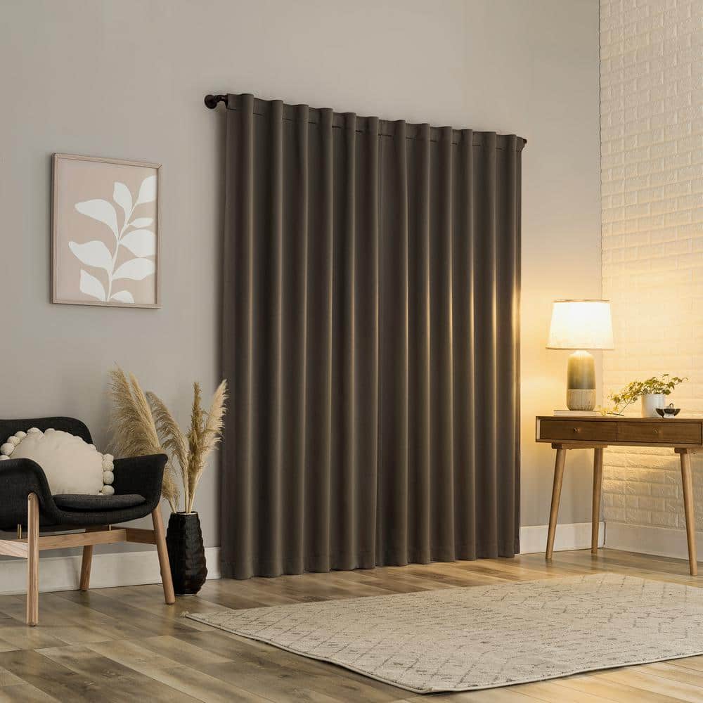 Aria Gray Polyester Blackout Back Tab Curtain Panel Pair