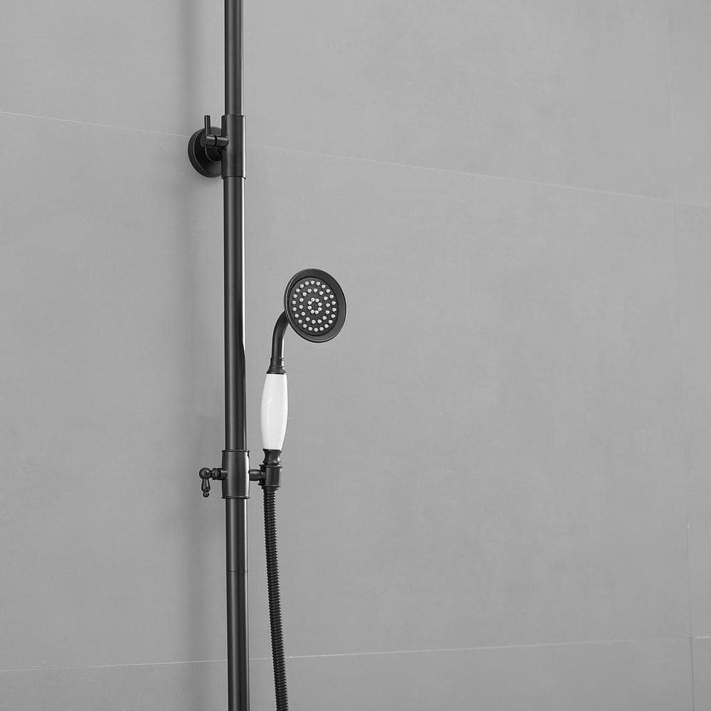 Matte Black Adjustable Height Dual Shower Head System