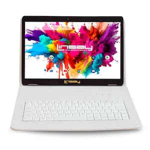 10.1 in. High End Octa Core Tablet 128GB Android 13 with White Crocodile style Keyboard