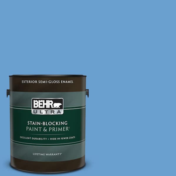 BEHR ULTRA 1 gal. #P520-4 Cornflower Semi-Gloss Enamel Exterior Paint & Primer