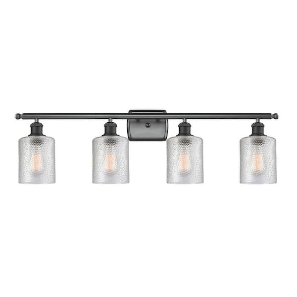 Cobbleskill 36 in. 4-Light Matte Black Vanity Light with Glass Shade