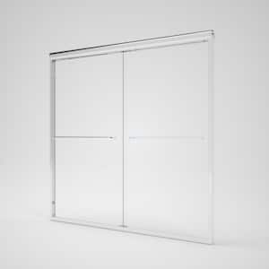 Breeze 60 in. W x 56 in. H Sliding Semi Frameless Tub Door in Chrome Finish with Clear Glass