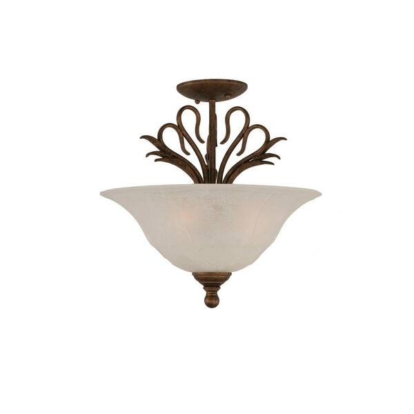 Filament Design Concord 3-Light Bronze and White Marble Glass Semi-Flush Mount Light