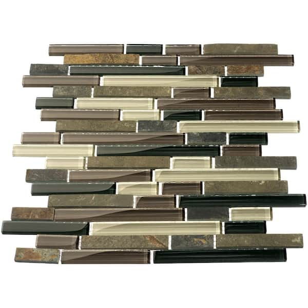 Giorbello Glacier Mountain Glass and Stone Mosaic Tile-Slate (10.78 Sq. Ft.)