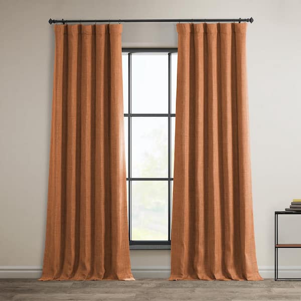 Exclusive Fabrics & Furnishings Desert Orange Solid Rod Pocket Room Darkening Curtain - 50 in. W x 84 in. L (1 Panel)